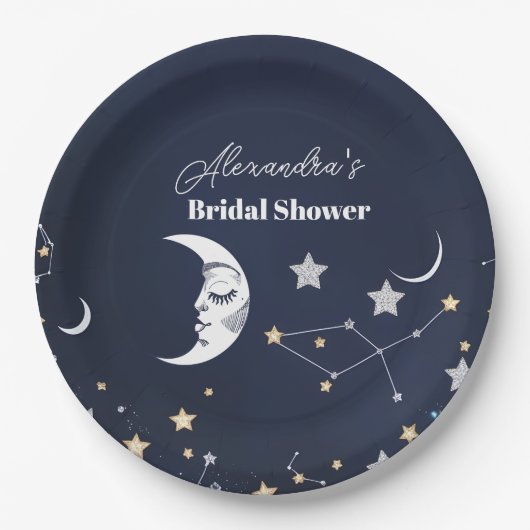 天エレガント三日月月ブライダルシャワー ペーパープレート (正面)