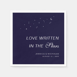 天エレガント文字ミッドナイト結婚ブルー スタンダードカクテルナプキン