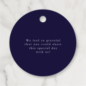 天エレガント文字ミッドナイト結婚ブルー フェイバータグ (裏面)