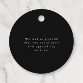 天エレガント文字ミニマル黒結婚の フェイバータグ (裏面)