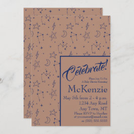 天エレガント星座ベビーシャワー 招待状