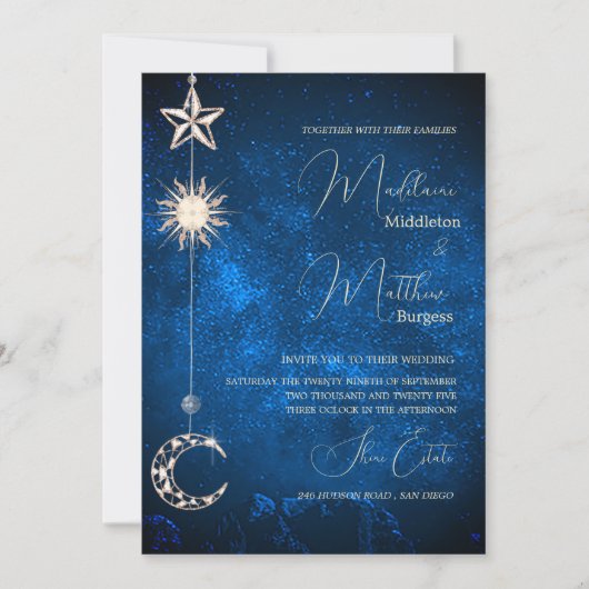 天エレガント星銀河系夕べ結婚ズ 招待状 (正面)