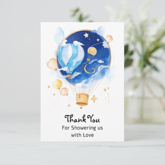 天エレガント気球の赤ちゃんシャワー サンキューカード (スタンド正面)
