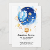 天エレガント気球の赤ちゃんシャワー 招待状 (正面/裏面)