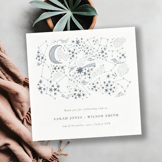 天エレガント海軍星月夜結婚月 スタンダードカクテルナプキン