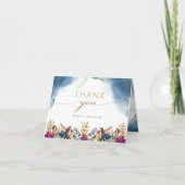 天エレガント的、神秘的な庭園の結婚式を折り畳んだ サンキューカード (正面)