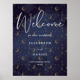 天エレガント神秘の結婚歓迎サイン ポスター