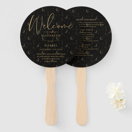 天エレガント神秘結婚式 プログラムハート ハンドファン (正面&裏面)