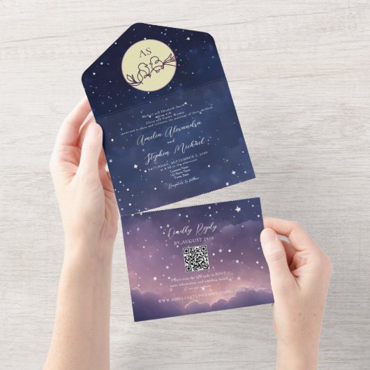 天エレガント結婚の オールインワン招待状 (貼ってはがせる)