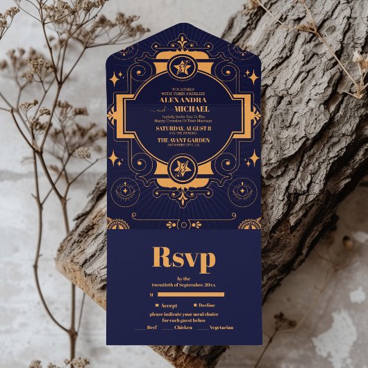 天エレガント結婚の オールインワン招待状