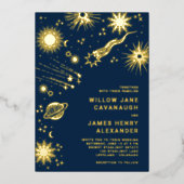 天エレガント結婚の 箔招待状 (正面)