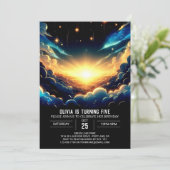 天エレガント線デジタル誕生日 招待状 (スタンド正面)