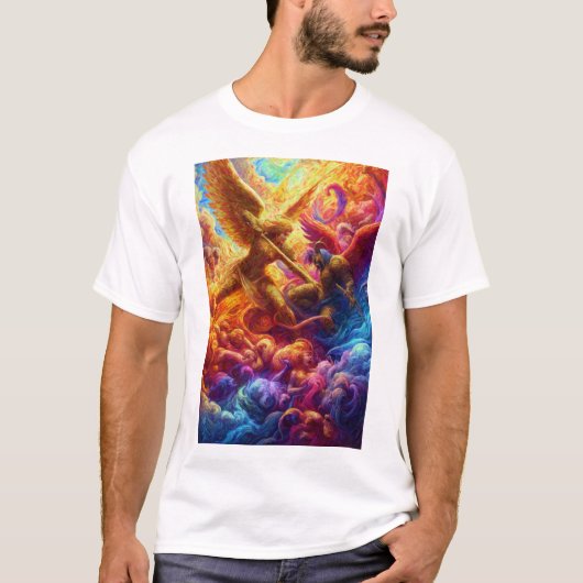天カラフルの対立抽象芸術絵を描 Tシャツ (正面)