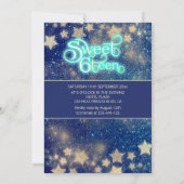 天クール月と星タイポグラフィ甘い16 招待状 (裏面)