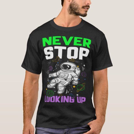 天ストップ文学を見上げない Tシャツ (正面)
