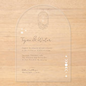 天ミニマル星ボホムーン&スターズ結婚アーチズ アクリル招待状 (正面)