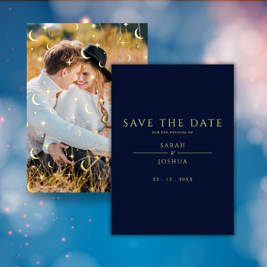 天ミニマル海軍スタームーン写真 箔招待状