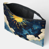 天モダンの太陽の星と青雲 アクセサリーポーチ (見開き)
