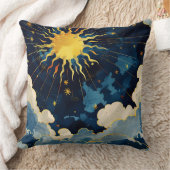 天モダンの太陽の星と青雲 クッション (ブランケット)
