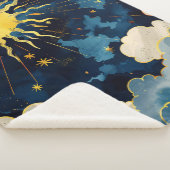 天モダンの太陽の星と青雲 シェルパブランケット (3/4)