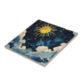 天モダンの太陽の星と青雲 タイル (側面)