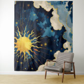 天モダンの太陽の星と青雲 タペストリー (インサイチュ)