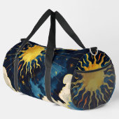 天モダンの太陽の星と青雲 ダッフルバッグ (右コーナー)