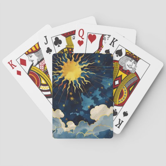 天モダンの太陽の星と青雲 トランプ (裏面)