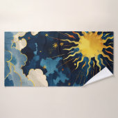 天モダンの太陽の星と青雲 バスタオル (バスタオル)