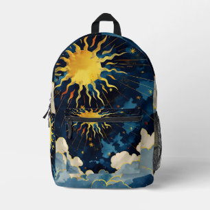 天モダンの太陽の星と青雲 プリントバックパック