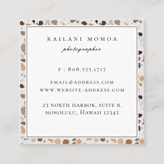 天モダン然地色テラゾパターン スクエア名刺 (裏面)