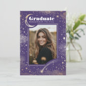 天モダン紫写真卒業 案内状 (スタンド正面)