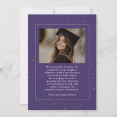 天モダン紫写真卒業 案内状 (裏面)