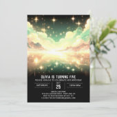 天モダン線デジタル誕生日 招待状 (スタンド正面)