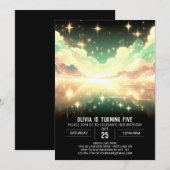 天モダン線デジタル誕生日 招待状 (正面/裏面)