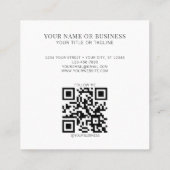 天モノグラムの星ミニマル黒QRコード スクエア名刺 (裏面)