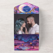 天ユニーク結婚の オールインワン招待状 (外側)