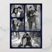 天三日月フェイズブルー結婚の金ゴールド 箔招待状 (裏面)