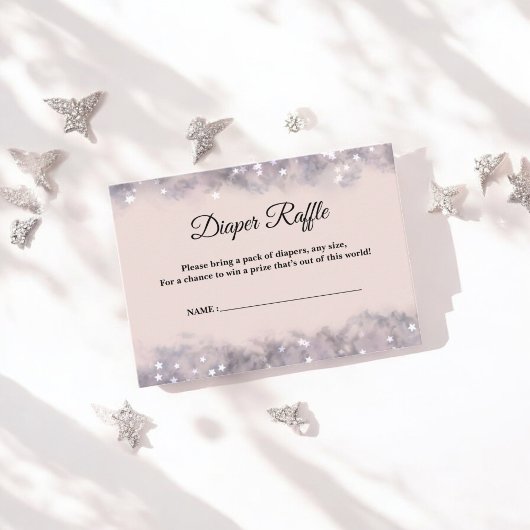 天上おむつラッフルピンクベビーシャワー エンクロージャーカード