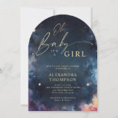 天上のギフト真夜中のブルースターアーチベイビーシャワー 招待状 (正面)