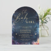 天上のギフト真夜中のブルースターアーチベイビーシャワー 招待状 (スタンド正面)