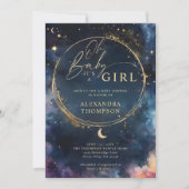 天上のギフト真夜中の青い赤エレガントちゃんシャワー 招待状 (正面)