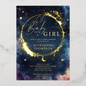 天上のギフト真夜中の青い赤エレガントちゃんシャワー 箔招待状 (正面)