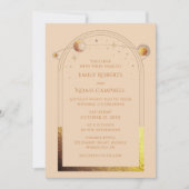 天上のシャンパンゴールド太陽月星写真 招待状 (正面)