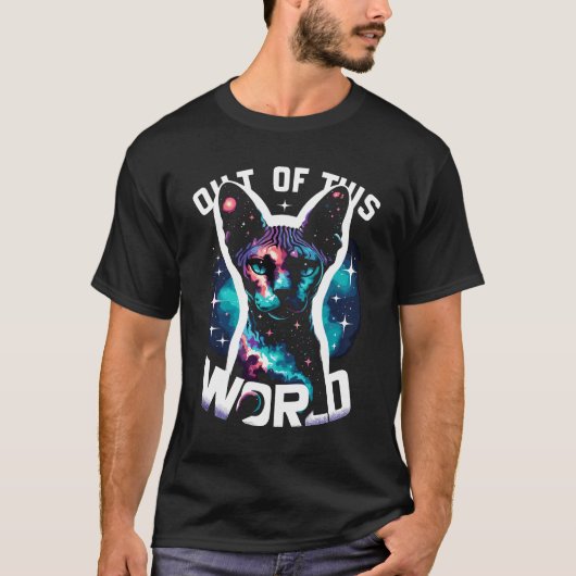 天上のヒゲ – Out Of This World Cat Tee Tシャツ (正面)