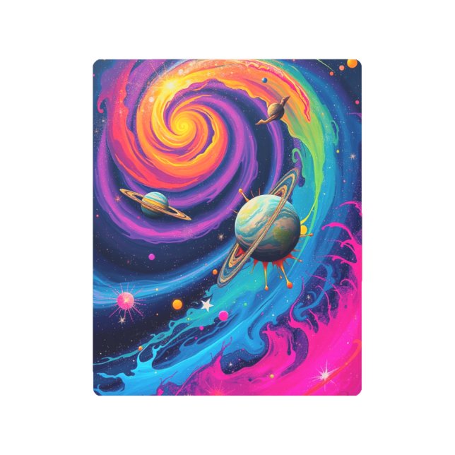 天上の囁き：催眠抽象芸術宇宙アート メタルプリント (正面)