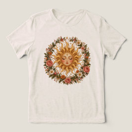天上の太陽女神フラワーリース 女性用Tシャツ トライブレンドTシャツ