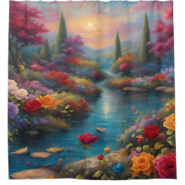 天上の庭流れ シャワーカーテン