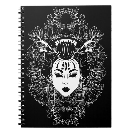 天上の日本の神秘的な芸者魂 ノートブック (正面)