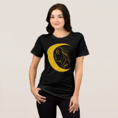 天上の月神 ― ミスティカルラインアートの横顔 トライブレンドTシャツ (正面全面)